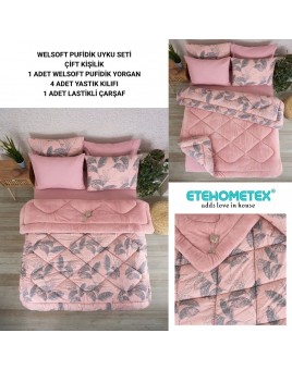 ETE HOMETEX ÇİFT KİŞİLİK WELSOFT UYKU SETİ ARİNA PUDRA 8696474231977